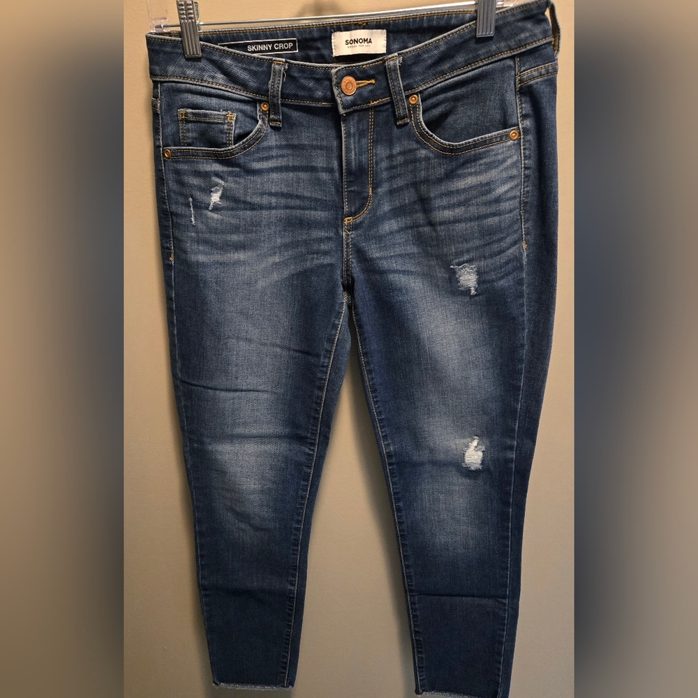 Sonoma Women's Distressed Blue Ankle Jeans